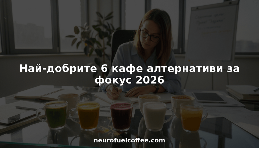 Жена опитва различни здравословни напитки на работното си място.